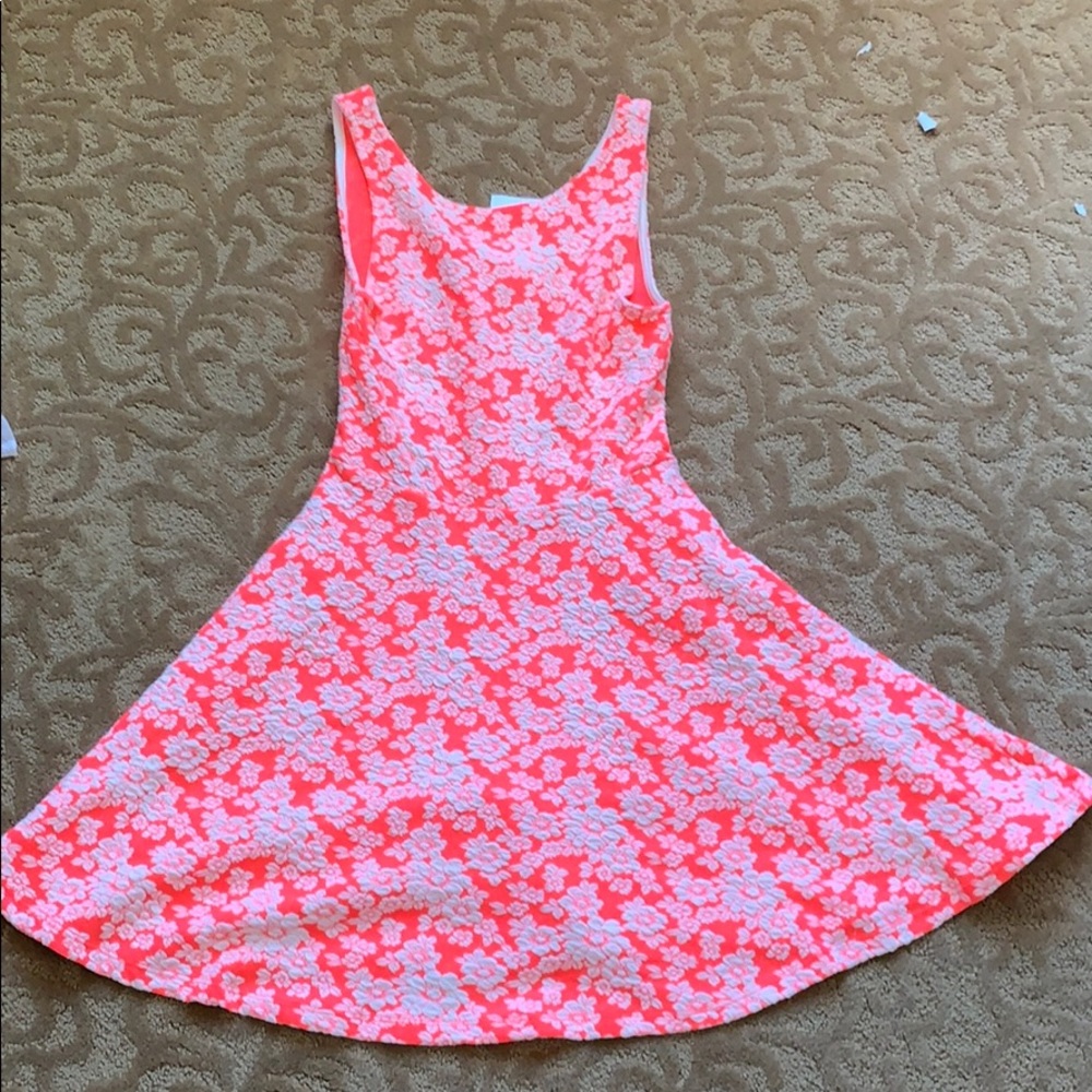 h&m pink and white floral dress high neck.